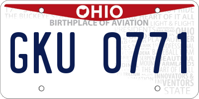 OH license plate GKU0771