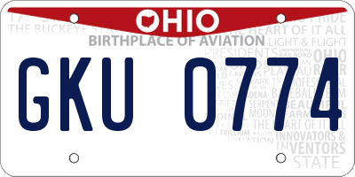 OH license plate GKU0774