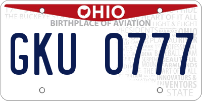 OH license plate GKU0777