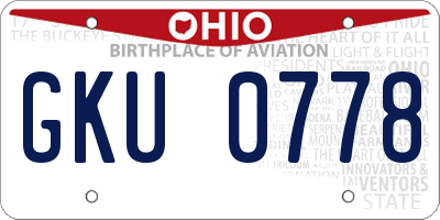 OH license plate GKU0778