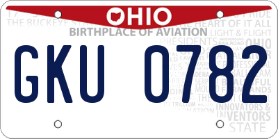 OH license plate GKU0782