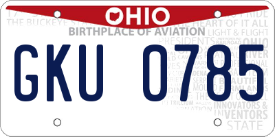 OH license plate GKU0785