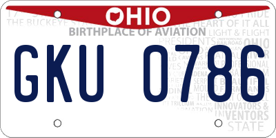 OH license plate GKU0786