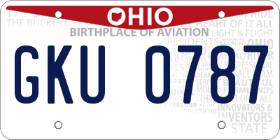 OH license plate GKU0787