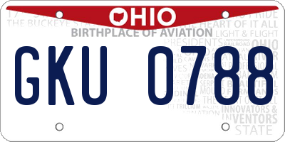 OH license plate GKU0788