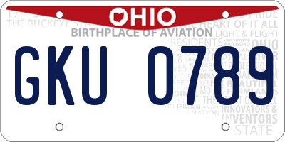 OH license plate GKU0789