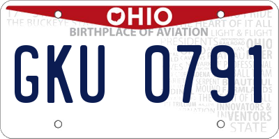 OH license plate GKU0791