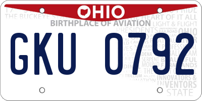 OH license plate GKU0792