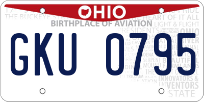 OH license plate GKU0795