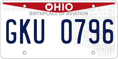 OH license plate GKU0796