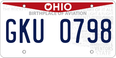 OH license plate GKU0798