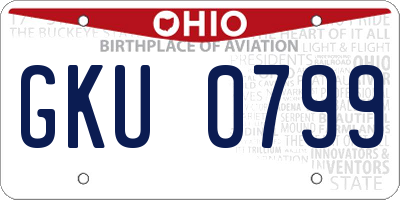 OH license plate GKU0799