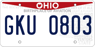 OH license plate GKU0803