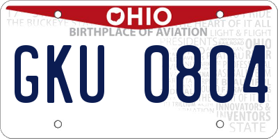 OH license plate GKU0804