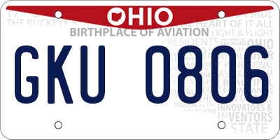 OH license plate GKU0806