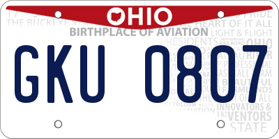 OH license plate GKU0807