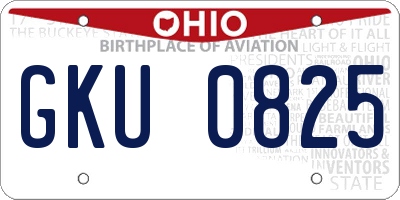 OH license plate GKU0825