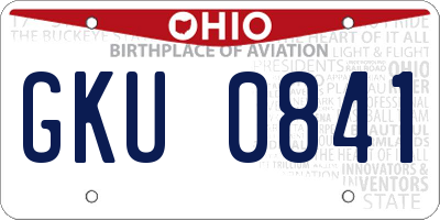 OH license plate GKU0841