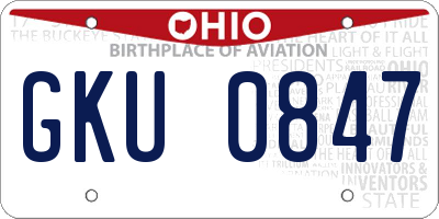 OH license plate GKU0847