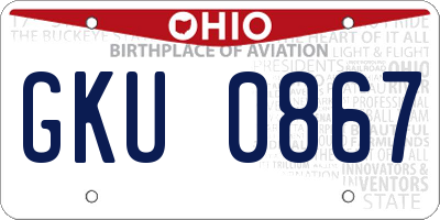 OH license plate GKU0867