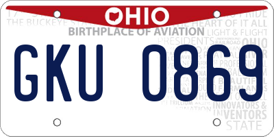 OH license plate GKU0869