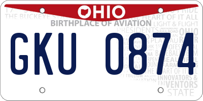 OH license plate GKU0874