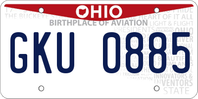 OH license plate GKU0885