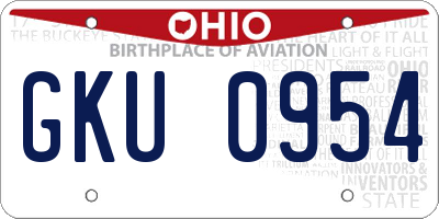 OH license plate GKU0954