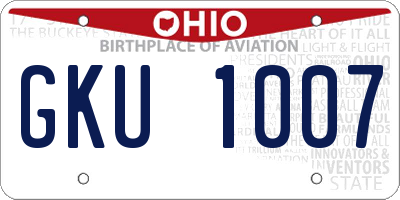 OH license plate GKU1007