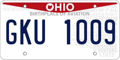 OH license plate GKU1009