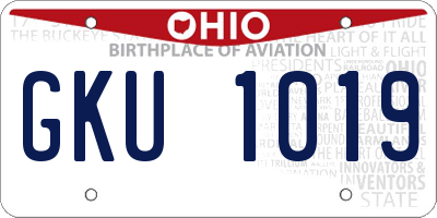 OH license plate GKU1019