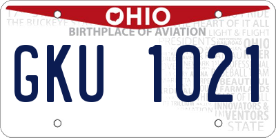 OH license plate GKU1021