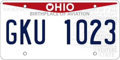 OH license plate GKU1023