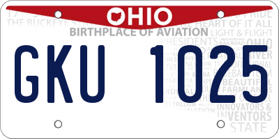 OH license plate GKU1025