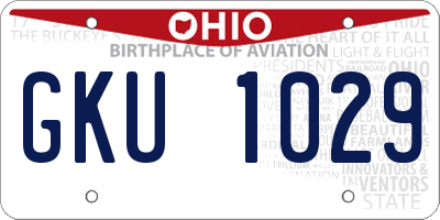 OH license plate GKU1029