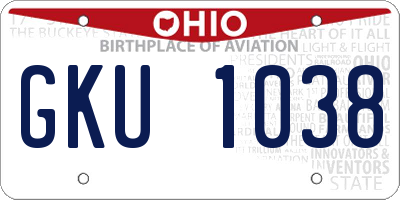 OH license plate GKU1038