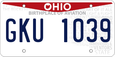 OH license plate GKU1039