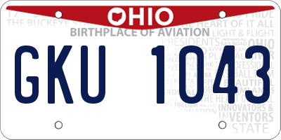 OH license plate GKU1043