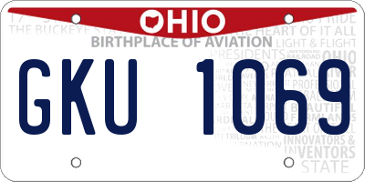 OH license plate GKU1069