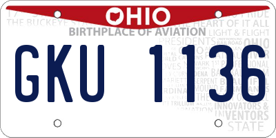 OH license plate GKU1136