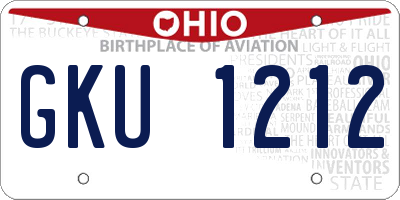 OH license plate GKU1212