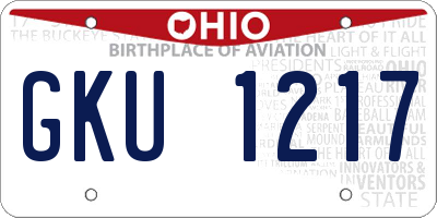OH license plate GKU1217