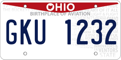 OH license plate GKU1232