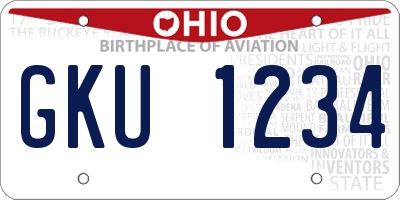 OH license plate GKU1234