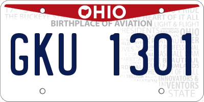 OH license plate GKU1301