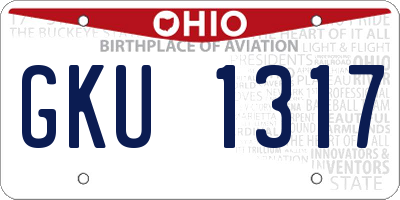 OH license plate GKU1317