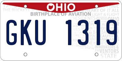 OH license plate GKU1319