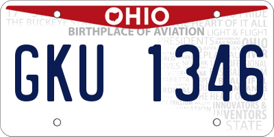 OH license plate GKU1346