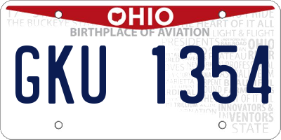 OH license plate GKU1354