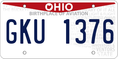 OH license plate GKU1376